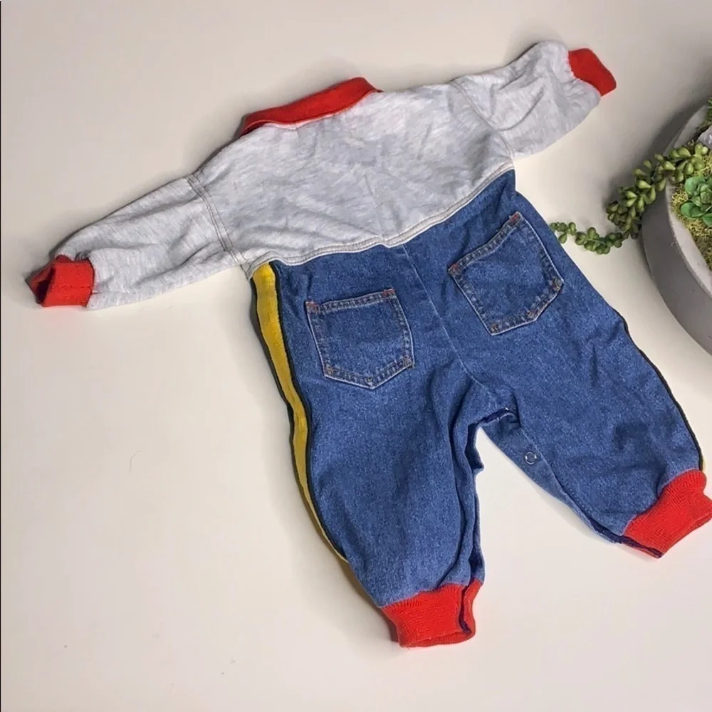 Vintage Bambino Ivy League denim cotton collar jumpsuit romper baby 6-9 months